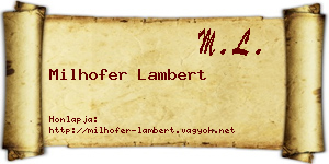 Milhofer Lambert névjegykártya